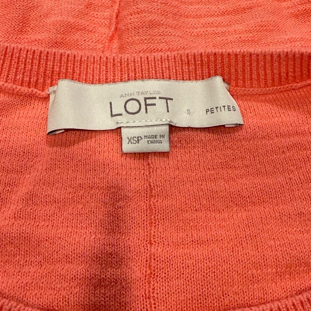 LOFT Orange Ribbed Cuffed Sleeve T-Shirt‎ - Picture 3 of 3